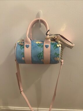 Juicy Couture Blue & Pink Cherry Barrel Satchel